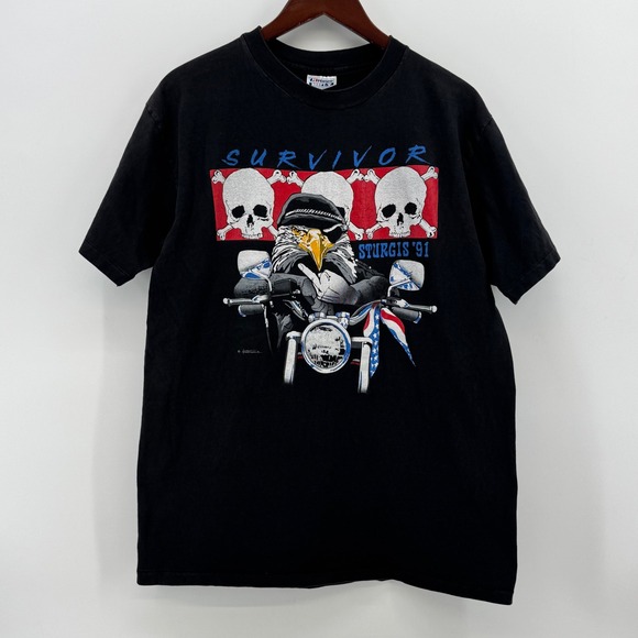 Hanes Beefy-T Other - Vintage 1991 Sturgis Biker T-Shirt Hanes Beefy-T Eagle Skulls Single Stitch XL